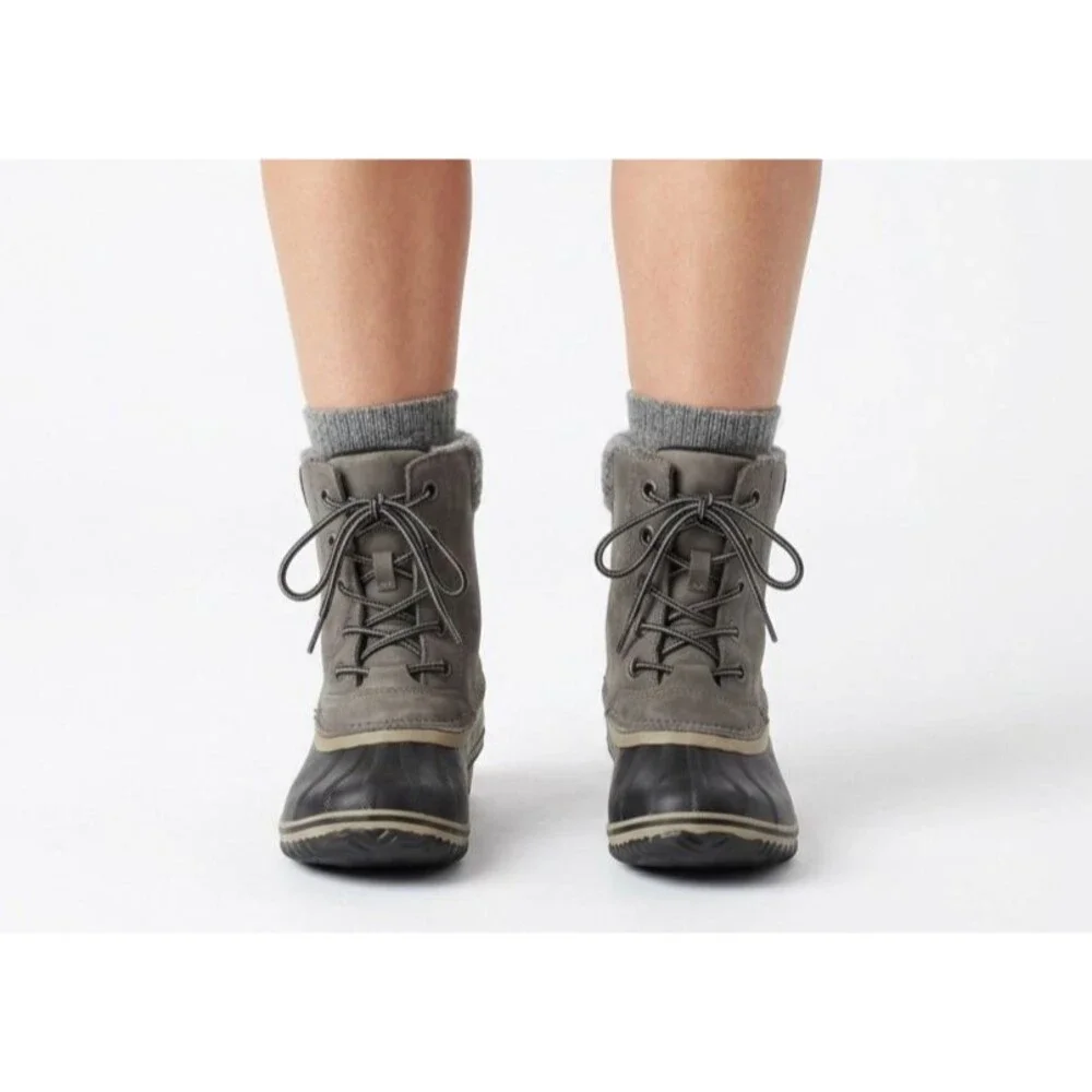 Sorel Slimpack II Lace Boots Waterproof Duck Snow Grey Womens Size 7.5 EUC